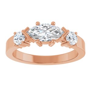 18K Rose Gold 9x4.5 mm Marquise Ring Mounting – image 5