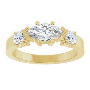 14K Yellow Gold 9x4.5 mm Marquise Ring Mounting – image 5