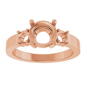 14K Rose Gold 7.4 mm Round Ring Mounting – image 6