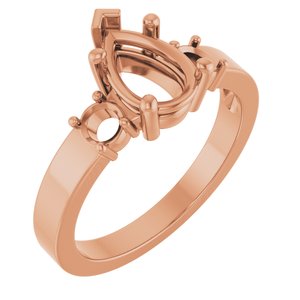 10K Rose Gold 9x6 mm Pear Ring Mounting – image 2