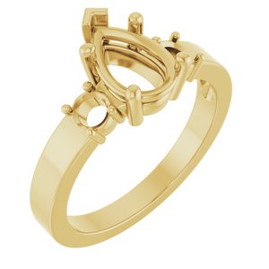 14K Yellow Gold 9x6 mm Pear Ring Mounting – image 2