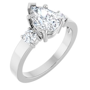 14K White Gold 9x6 mm Pear Ring Mounting