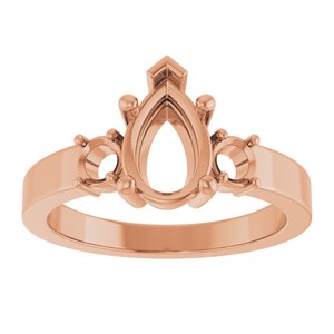 10K Rose Gold 9x6 mm Pear Ring Mounting – image 6