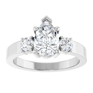 10K White Gold 9x6 mm Pear Ring Mounting – image 5