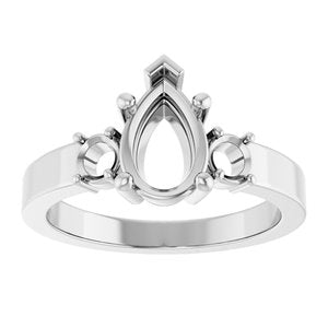 Platinum 9x6 mm Pear Ring Mounting – image 6