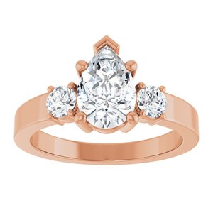 10K Rose Gold 9x6 mm Pear Ring Mounting – image 5