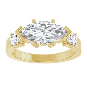 10K Yellow Gold 12x6 mm Marquise Ring Mounting – image 5