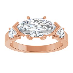 10K Rose Gold 12x6 mm Marquise Ring Mounting – image 5
