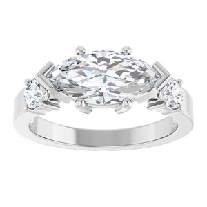 14K White Gold 12x6 mm Marquise Ring Mounting – image 5