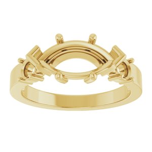 10K Yellow Gold 12x6 mm Marquise Ring Mounting – image 6