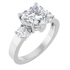 18K White Gold 8x8 mm Heart Ring Mounting