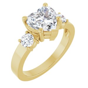18K Yellow Gold 8x8 mm Heart Ring Mounting