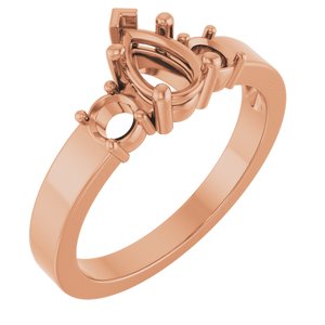 18K Rose Gold 7x4.5 mm Pear Ring Mounting – image 2