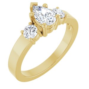 18K Yellow Gold 7x4.5 mm Pear Ring Mounting