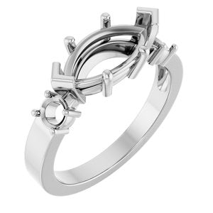 14K White Gold 12x6 mm Marquise Ring Mounting – image 2