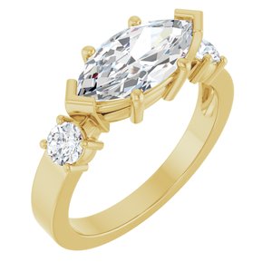 18K Yellow Gold 12x6 mm Marquise Ring Mounting