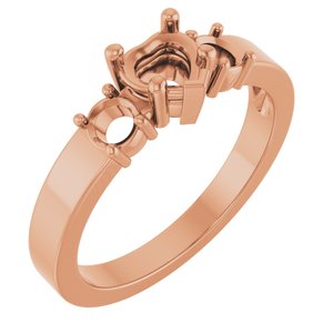 10K Rose Gold 5x5 mm Heart Ring Mounting – image 2