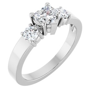 14K X1 White Gold 5x5 mm Heart Ring Mounting