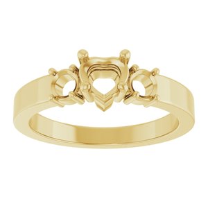 10K Yellow Gold 5x5 mm Heart Ring Mounting – image 6