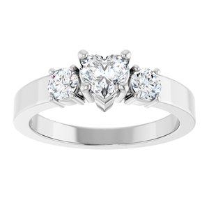 Platinum 5x5 mm Heart Ring Mounting – image 5