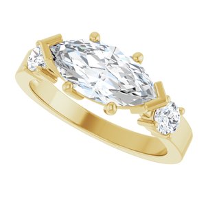 14K Yellow Gold 12x6 mm Marquise Ring Mounting – image 8