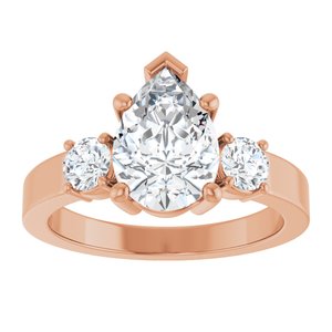 10K Rose Gold 10x7 mm Pear Ring Mounting – image 5