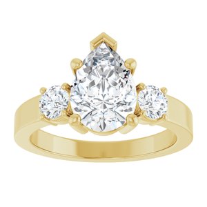14K Yellow Gold 10x7 mm Pear Ring Mounting – image 5