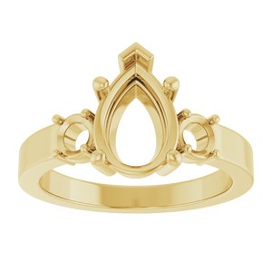 14K Yellow Gold 10x7 mm Pear Ring Mounting – image 6