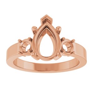10K Rose Gold 10x7 mm Pear Ring Mounting – image 6