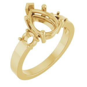 10K Yellow Gold 10x7 mm Pear Ring Mounting – image 2