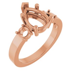 18K Rose Gold 10x7 mm Pear Ring Mounting – image 2