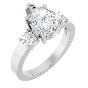 14K White Gold 10x7 mm Pear Ring Mounting
