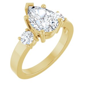 14K Yellow Gold 10x7 mm Pear Ring Mounting