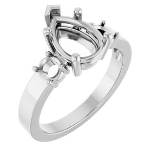 Platinum 10x7 mm Pear Ring Mounting – image 2