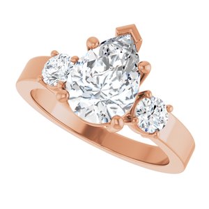 10K Rose Gold 10x7 mm Pear Ring Mounting – image 8