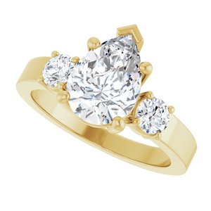 10K Yellow Gold 10x7 mm Pear Ring Mounting – image 8