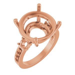 10K Rose Gold 15 mm Round Ring Mounting – image 2