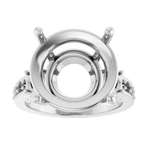 14K X1 White Gold 15 mm Round Ring Mounting – image 6
