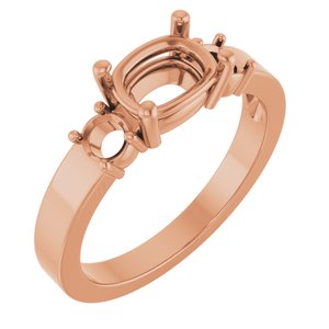 10K Rose Gold 7.5x5.5 mm Elongated Cushion Ring Mounting – image 2