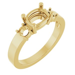 10K Yellow Gold 7.5x5.5 mm Elongated Cushion Ring Mounting – image 2
