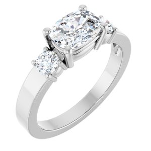 Continuum Sterling Silver 7.5x5.5 mm Elongated Cushion Ring Mounting
