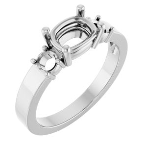 18K White Gold 7.5x5.5 mm Elongated Cushion Ring Mounting – image 2