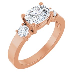 14K Rose Gold 7.5x5.5 mm Elongated Cushion Ring Mounting