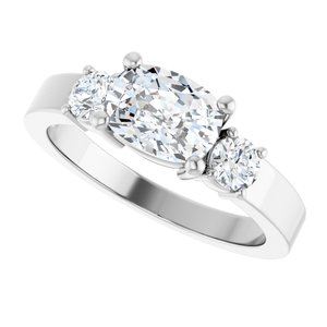 18K White Gold 7.5x5.5 mm Elongated Cushion Ring Mounting – image 8