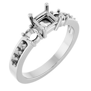 10K White Gold 4.5x4.5 mm Square Ring Mounting – image 2