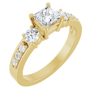18K Yellow Gold 4.5x4.5 mm Square Ring Mounting