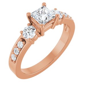 18K Rose Gold 4.5x4.5 mm Square Ring Mounting