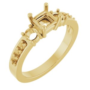 18K Yellow Gold 4.5x4.5 mm Square Ring Mounting – image 2