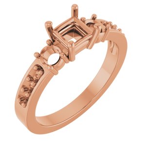 10K Rose Gold 4.5x4.5 mm Square Ring Mounting – image 2