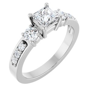 14K X1 White Gold 4.5x4.5 mm Square Ring Mounting